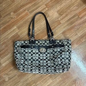 Coach Black and Cream Patterned Tote
